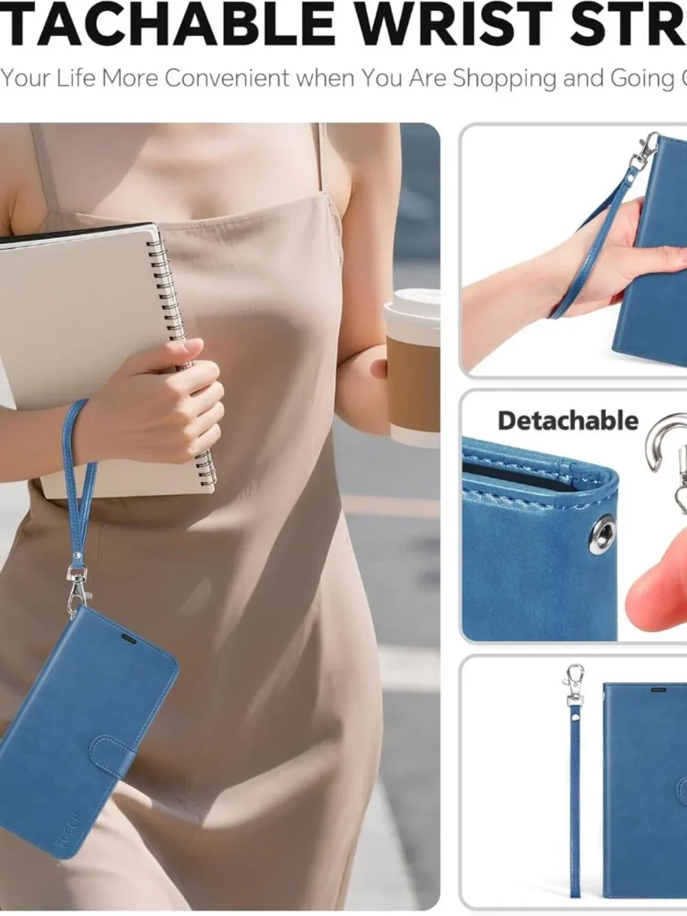 iPhone 17 Detachable Wallet Case RFID 4 Card MagSafe Light Blue